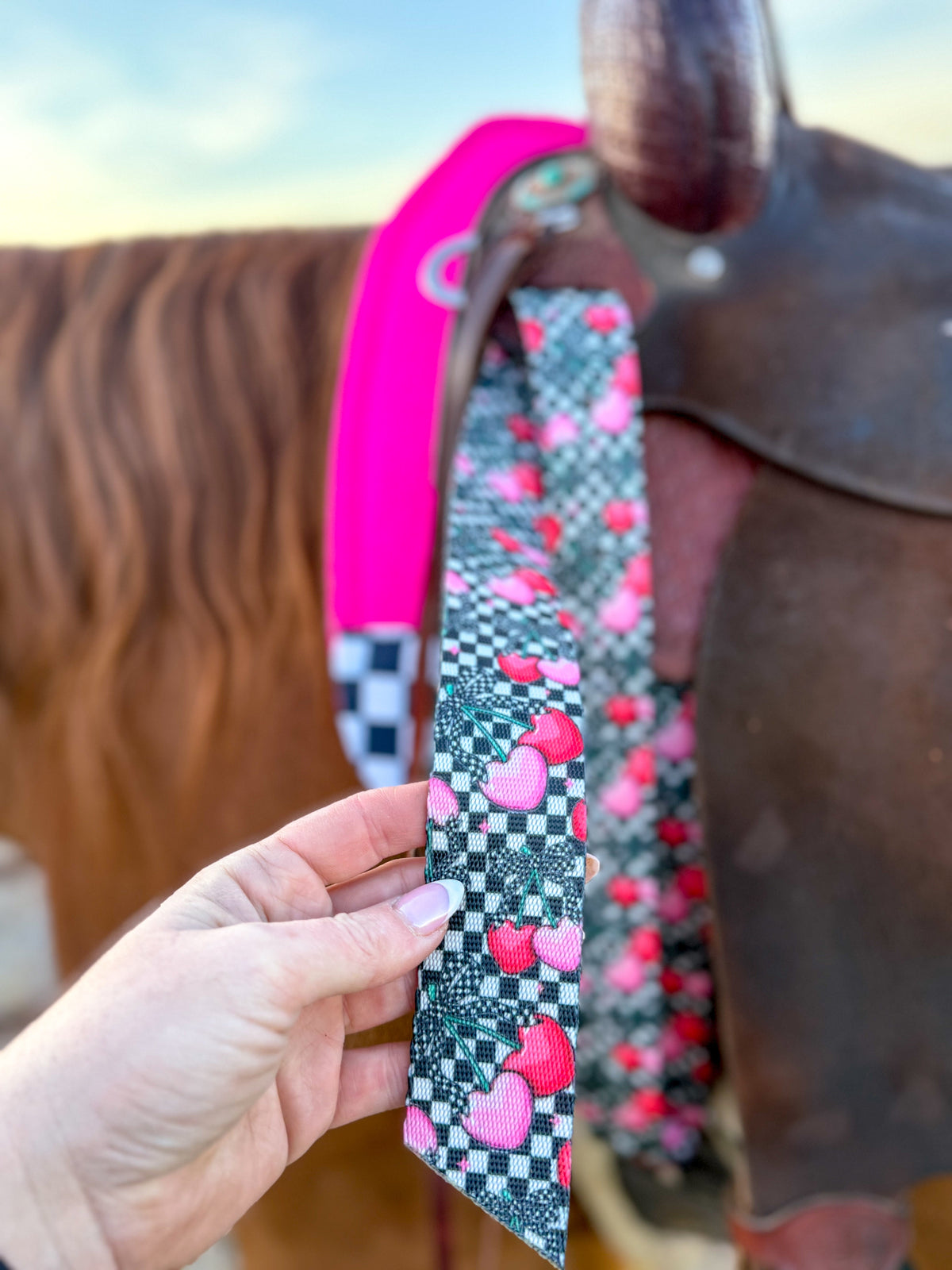 Checks Out Cherries Cinch Strap Set