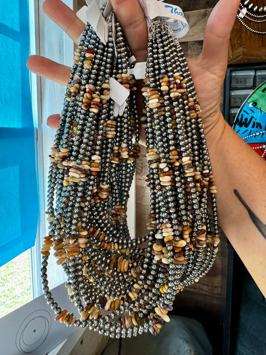 Nevada Opal & Sterling Silver Pearl Necklace – 4mm – Handmade by The Bijoux FAB – 17