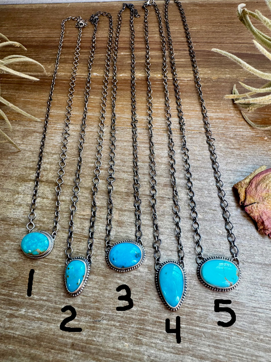 18 inch Sterling Silver Chain with Turquoise