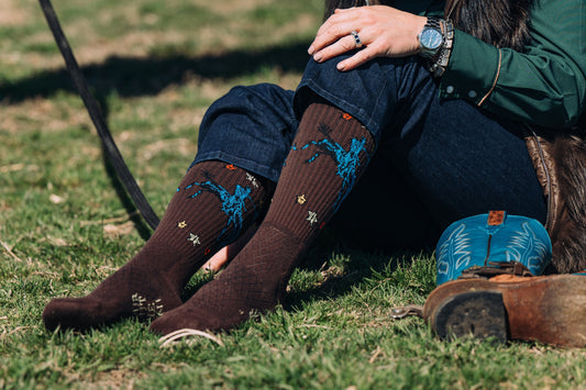 Fringe Long Live Brown Performance Boot Sock