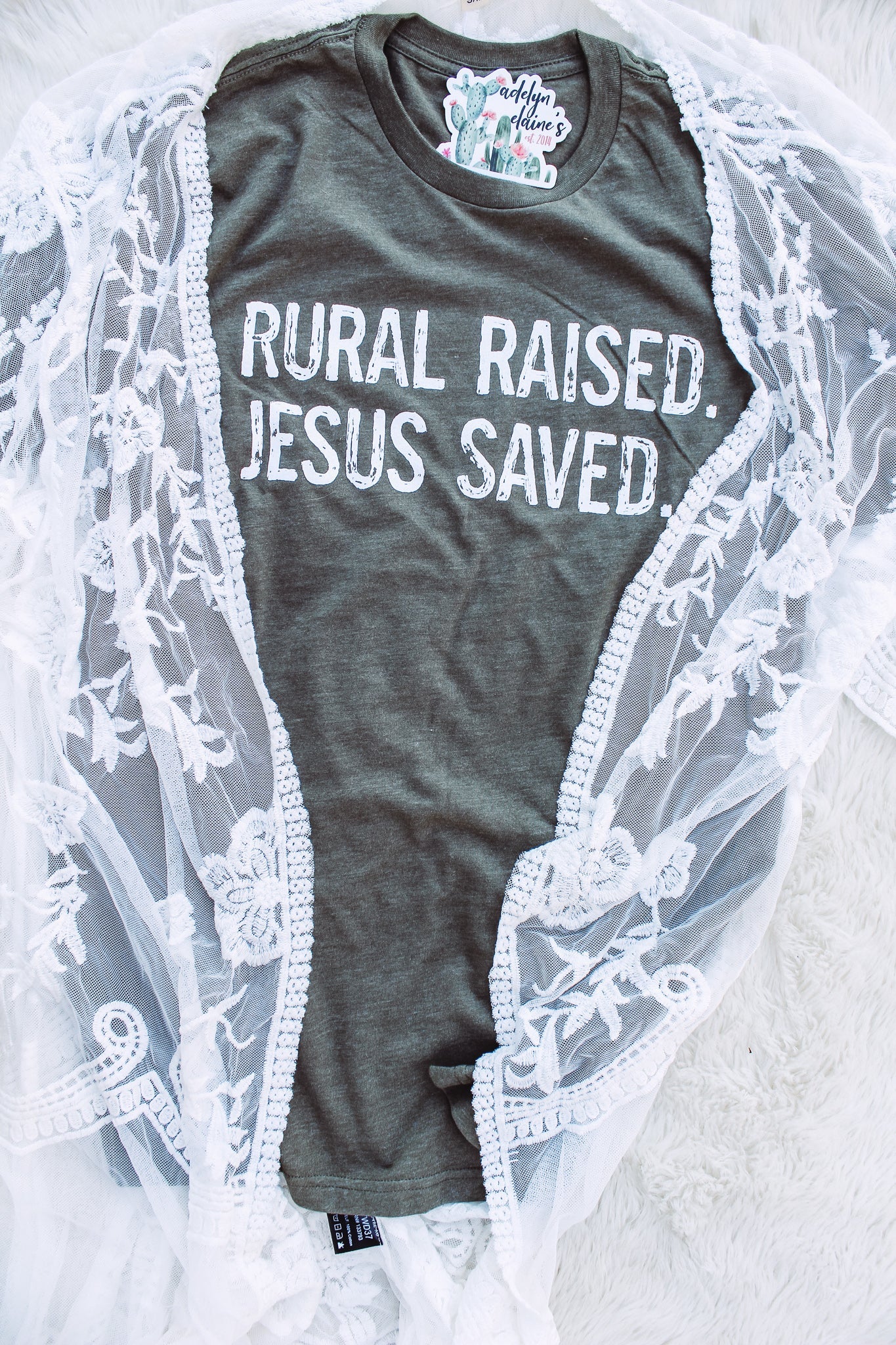 Rural Raised. Jesus Saved. - Graphic Top