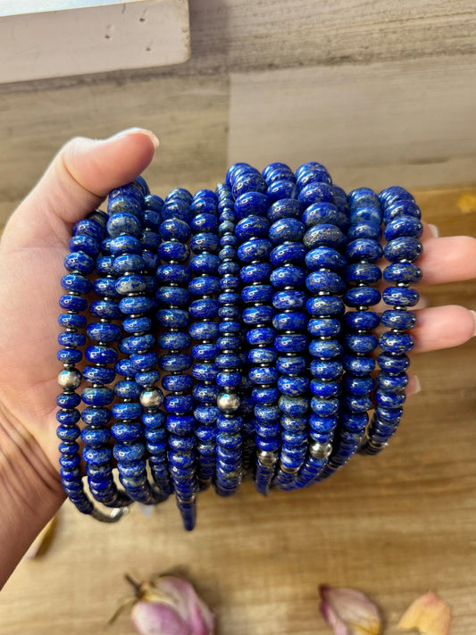 Lapis Rondelle & Hematite Necklace – 21"