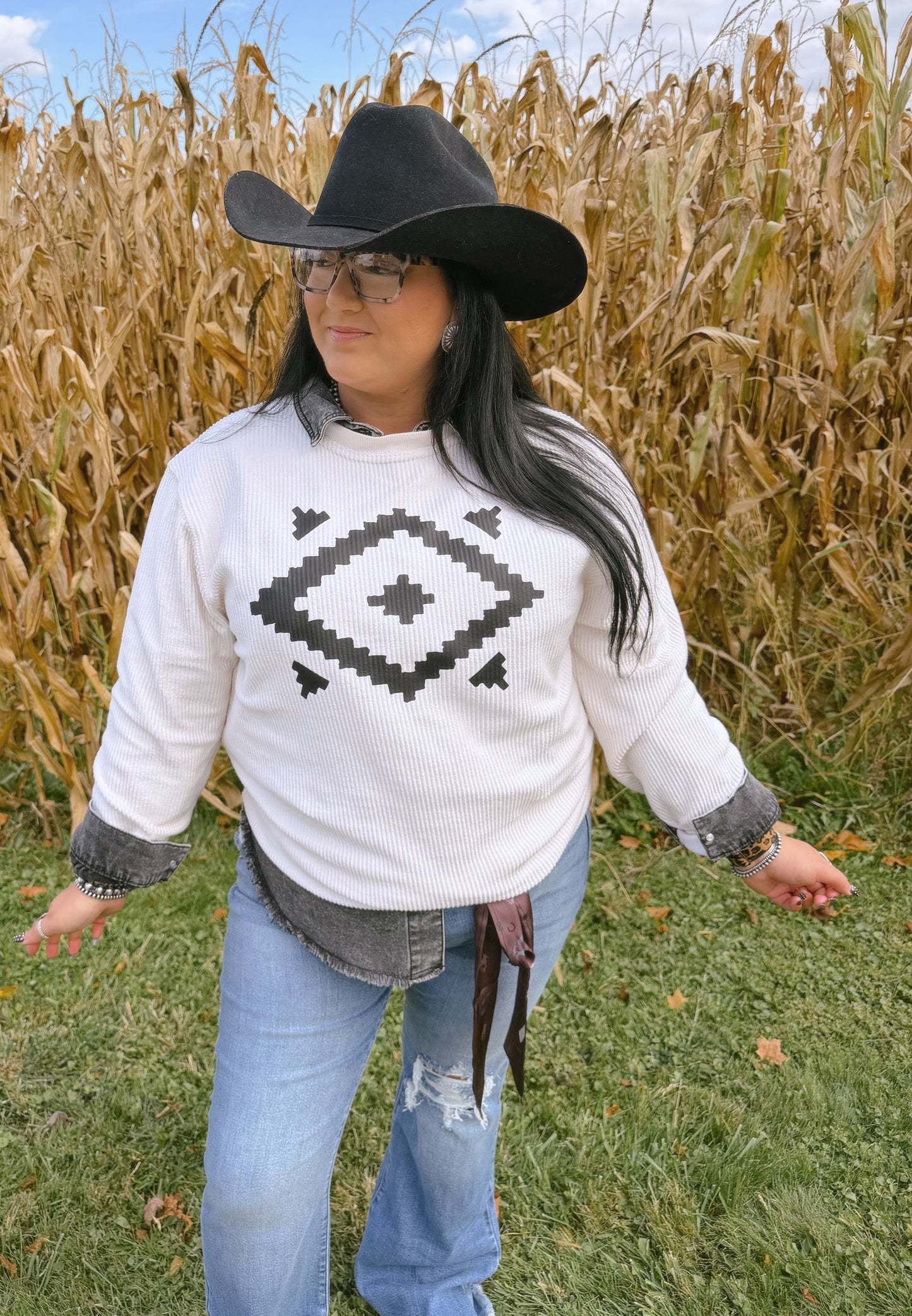 AZTEC CORDED CREWNECK