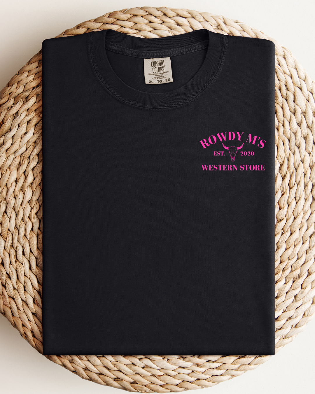 Rowdy M's Logo Tee- Pink Logo