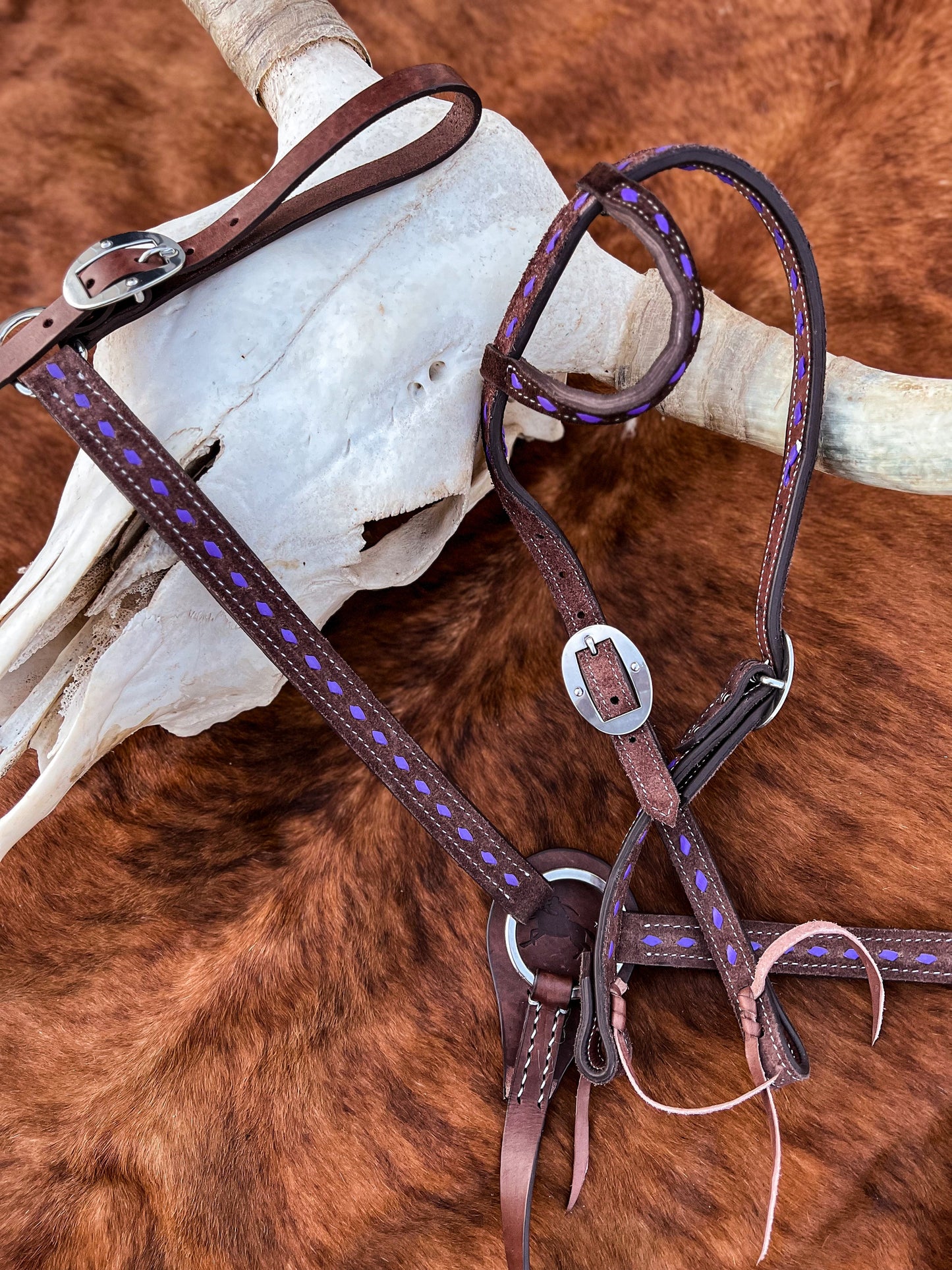 BuckStitch Betty Tack Set Purple/Chocolate