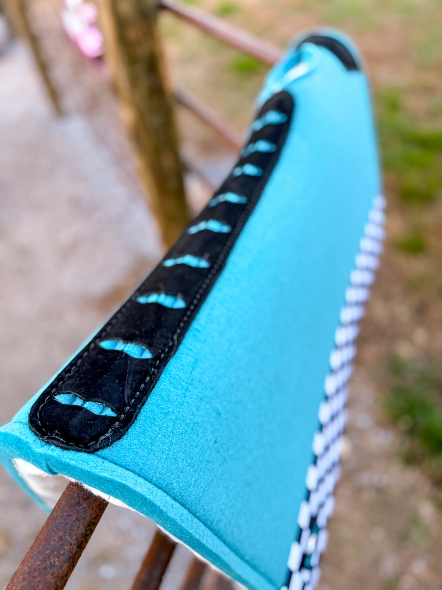 Turquoise Checks Out Wool Saddle Pad
