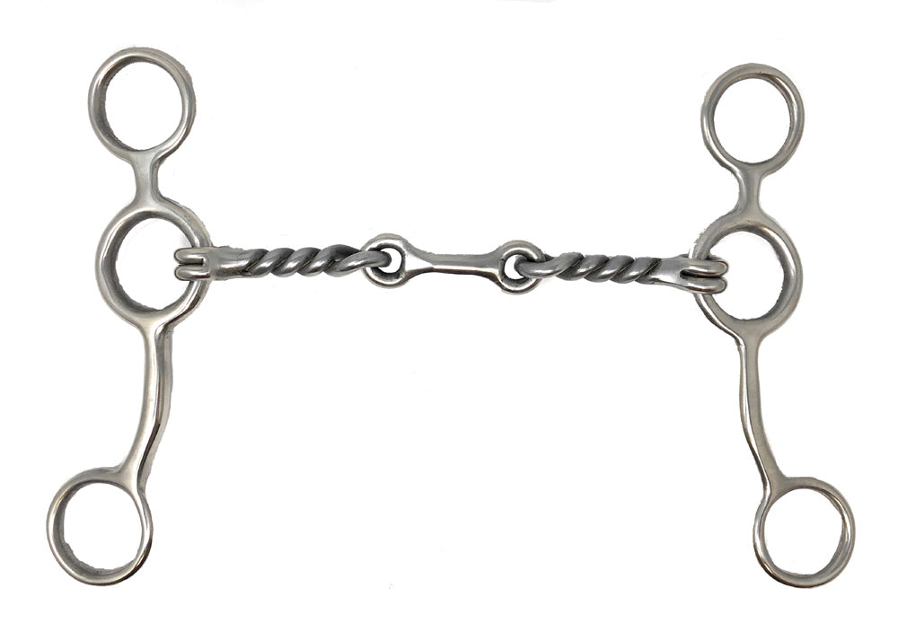 AJ Tack Junior Cow Horse Stainless Steel Dogbone Twisted Gag Bit