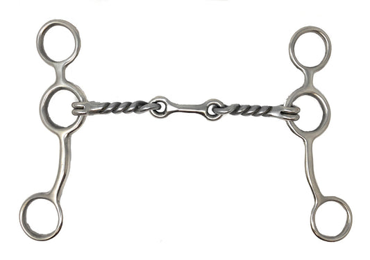 AJ Tack Junior Cow Horse Stainless Steel Dogbone Twisted Gag Bit