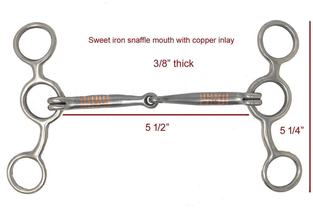 AJ Tack Stainless Steel Jr. Cowhorse Smooth Snaffle Gag Bit - 5 1/4" Cheek