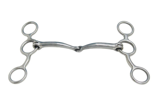 AJ Tack Stainless Steel Jr. Cowhorse Smooth Snaffle Gag Bit - 5 1/4" Cheek