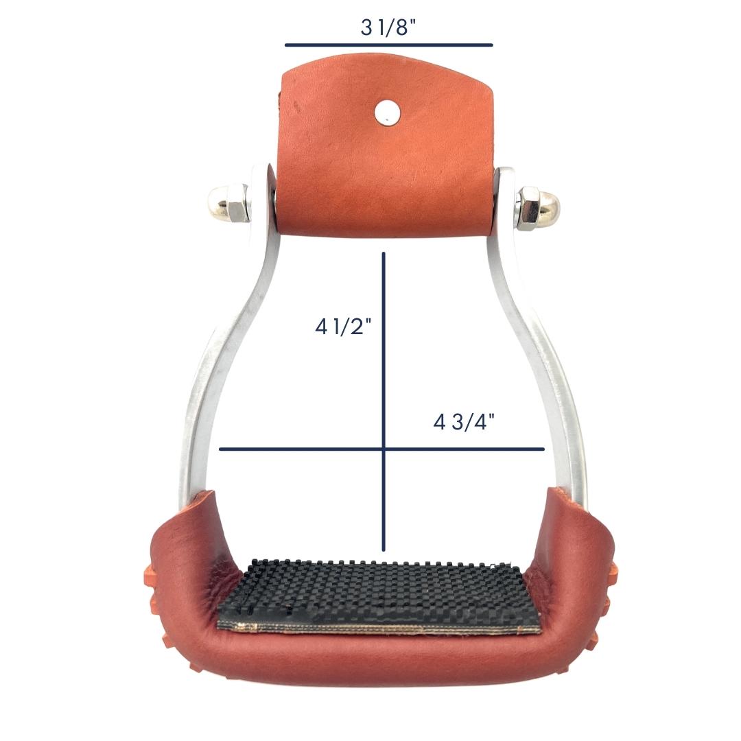 AJ Tack Aluminum Barrel Racing Stirrups Tanned Leather Tread