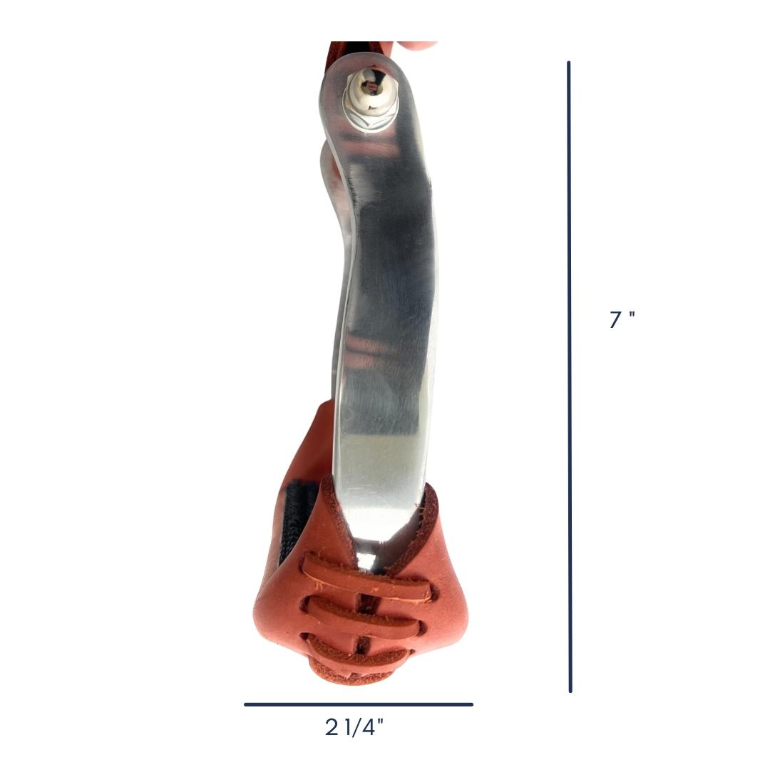 AJ Tack Aluminum Barrel Racing Stirrups Tanned Leather Tread