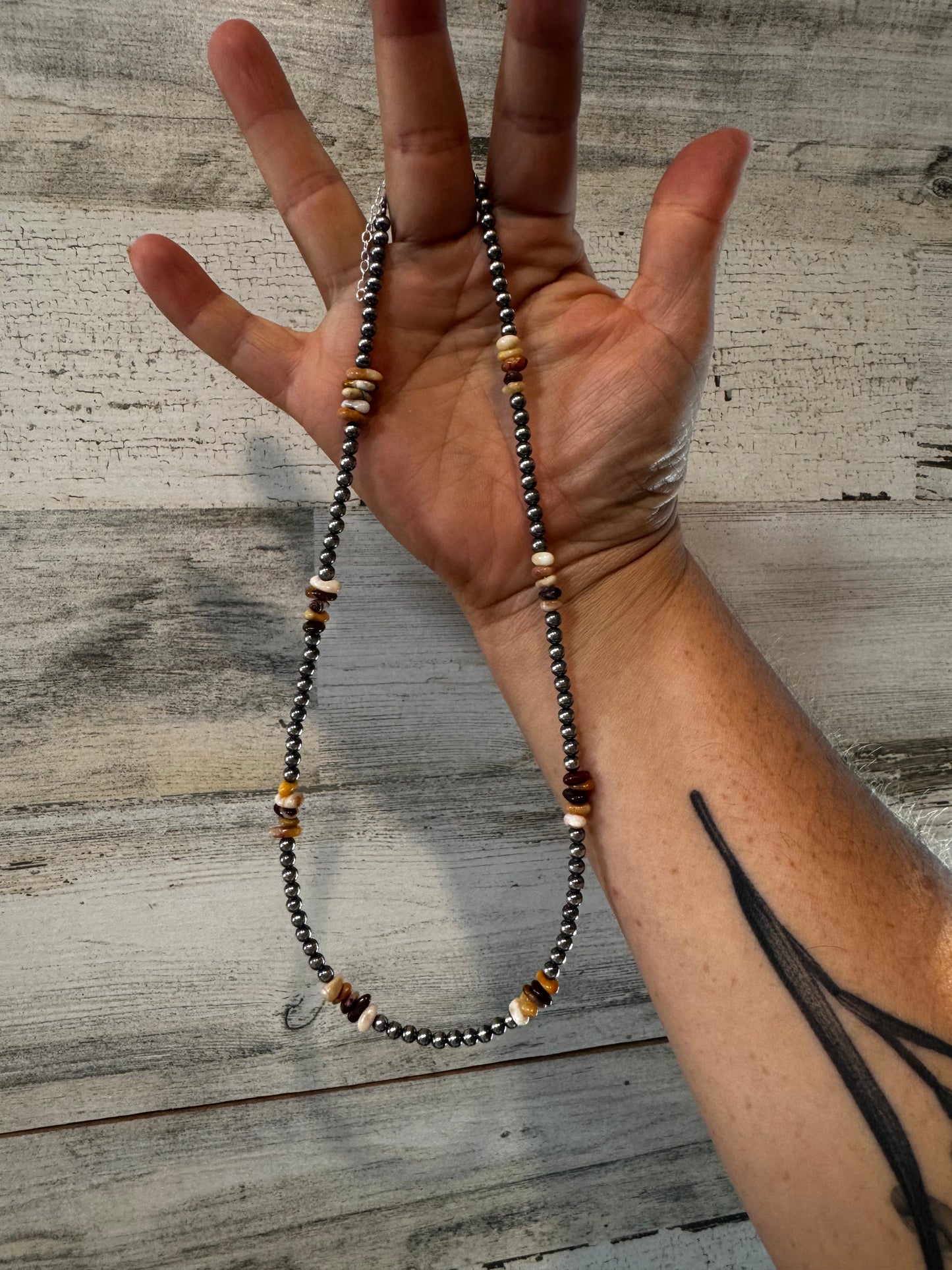 Nevada Opal & Sterling Silver Pearl Necklace – 4mm – Handmade by The Bijoux FAB – 17 