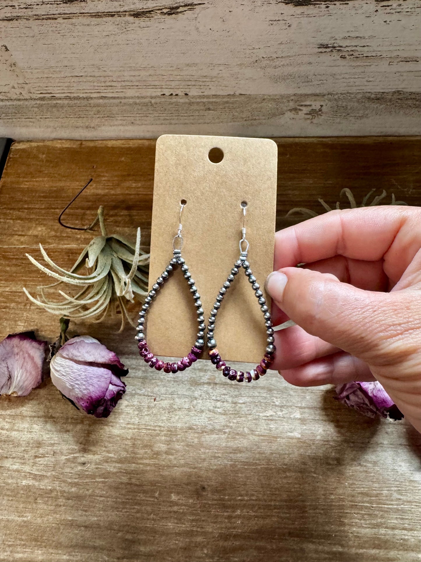 Purple Spiny Oyster Earrings – Sterling Silver Pearls