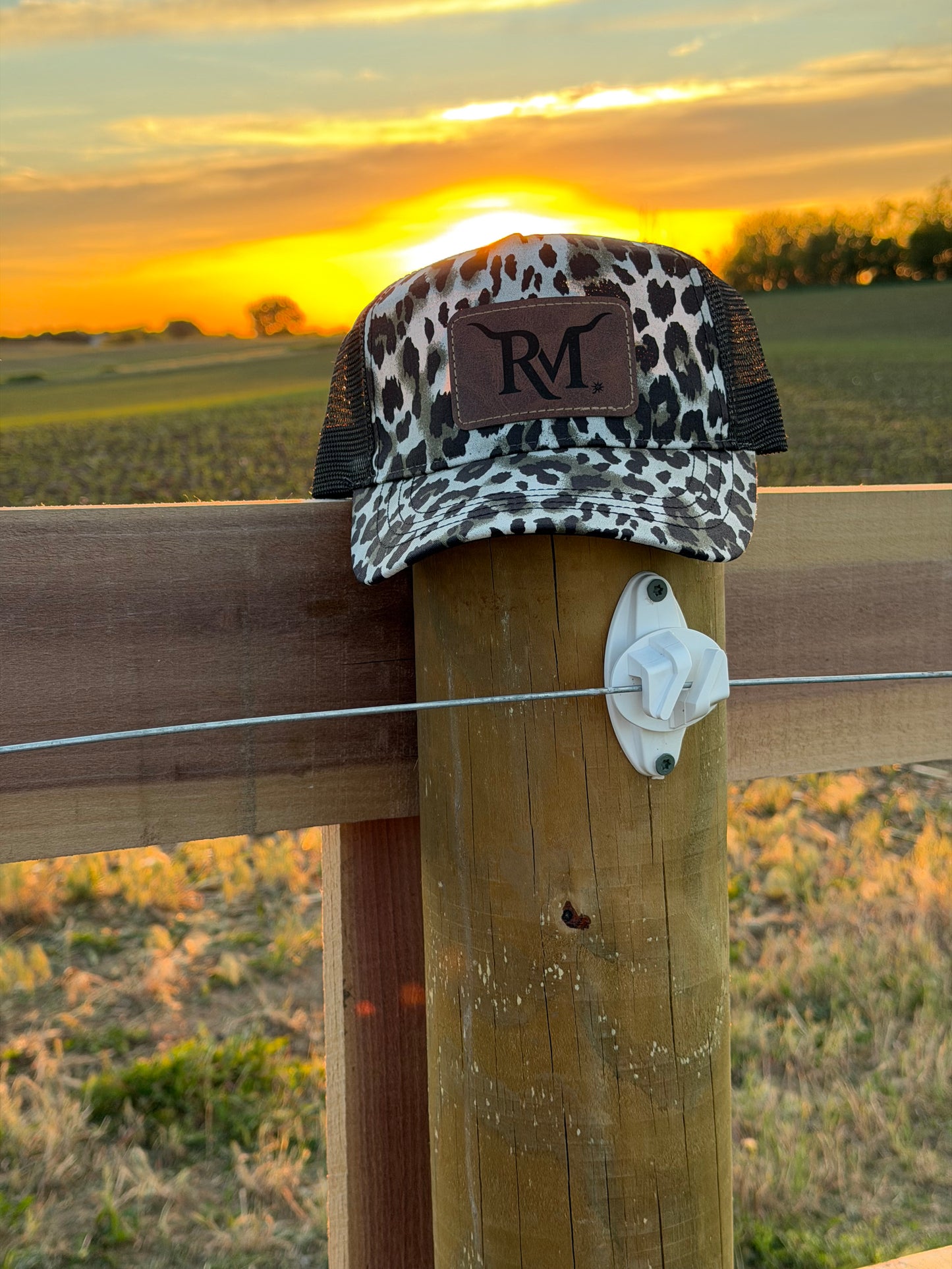 Leopard Leather Patch Cap