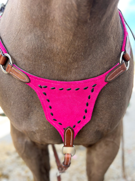 Black on Pink BuckStitch Betty Bikini Breast Collar