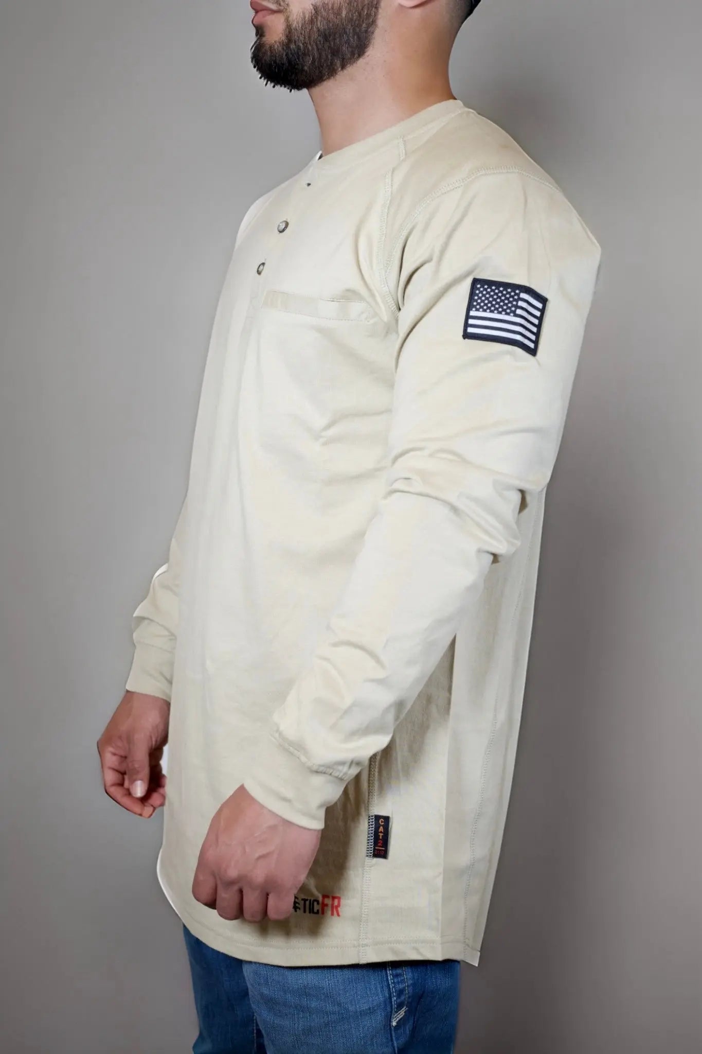 FR 3-Button Henley Shirt - Tan