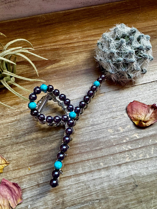 Turquoise and faux pearls Hair Clips - option 2