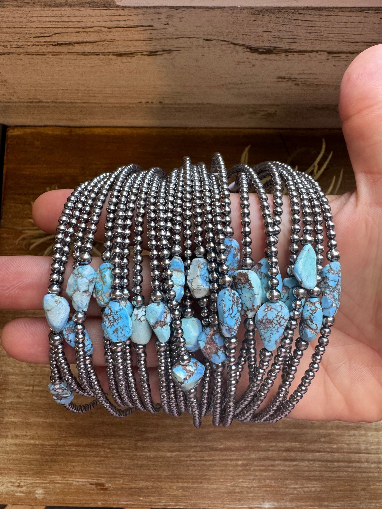 Golden Hill Turquoise Choker – Sterling Silver Pearls