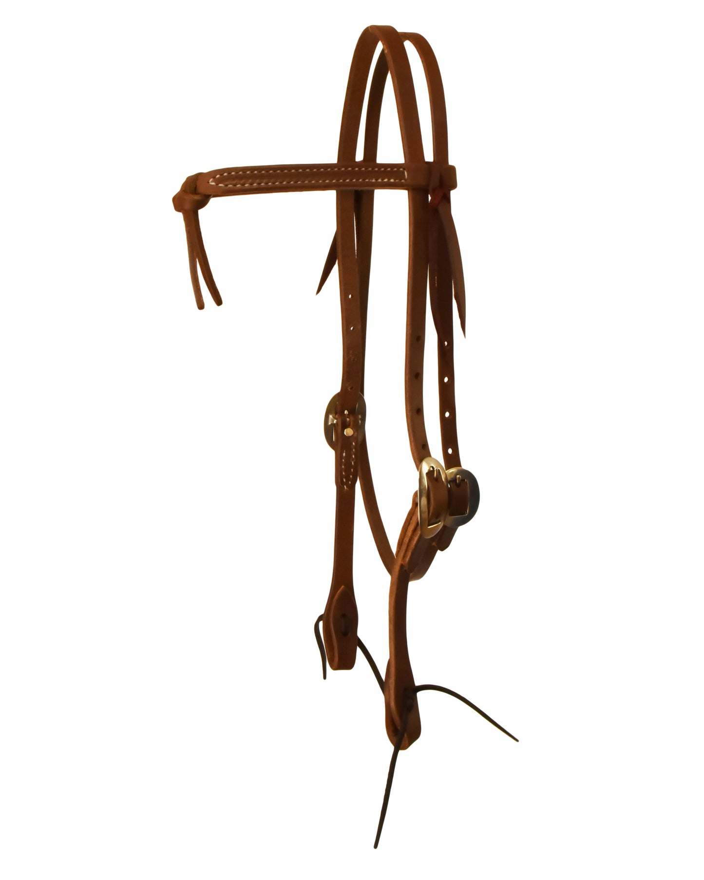 AJ Tack Oiled Harness Leather Knotted Browband Headstall