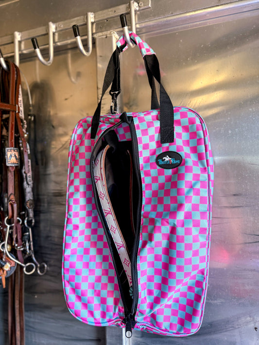 Checks Out (Pink/Turquoise) Luxury Tack Bag