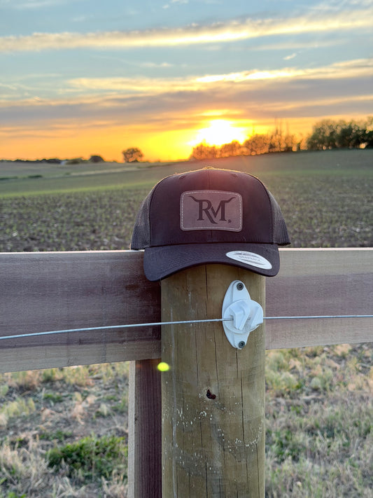 Black/Black Leather Patch Cap
