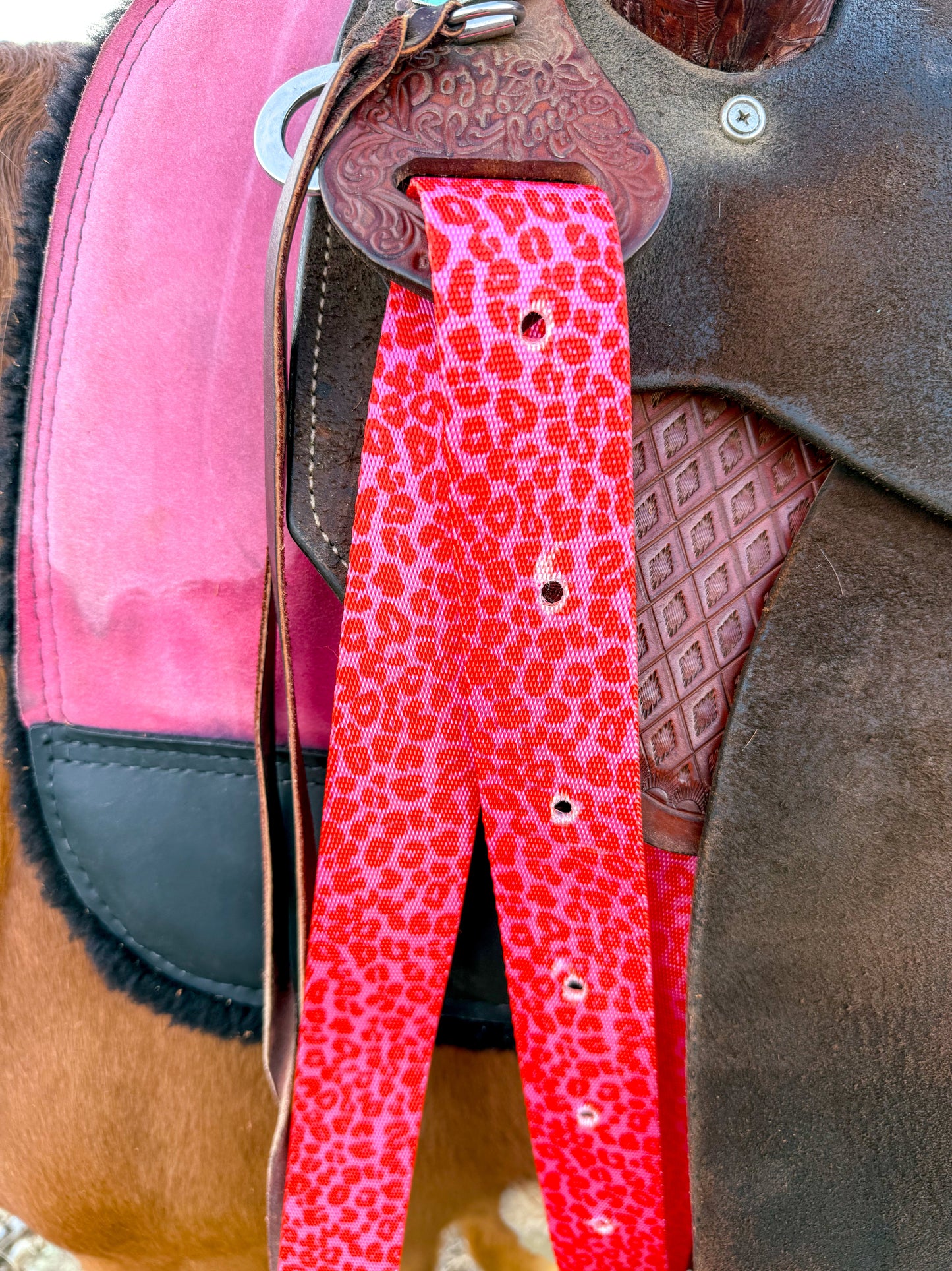 Pink/orange Leopard Cinch Strap Set