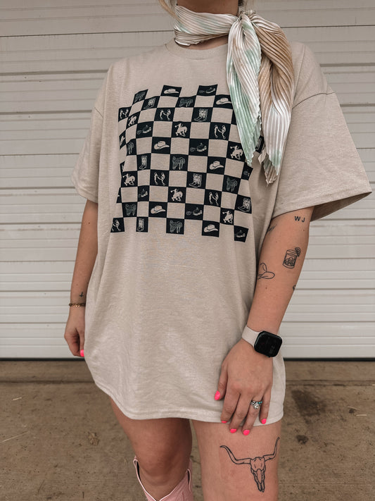 WESTERN CHECK TEE