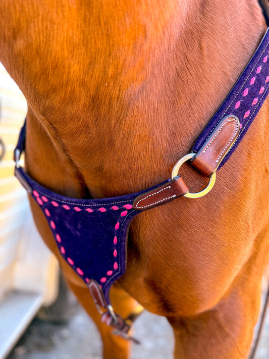 Bar-B Pink on Berry Purple BuckStitch Betty Bikini Breast Collar