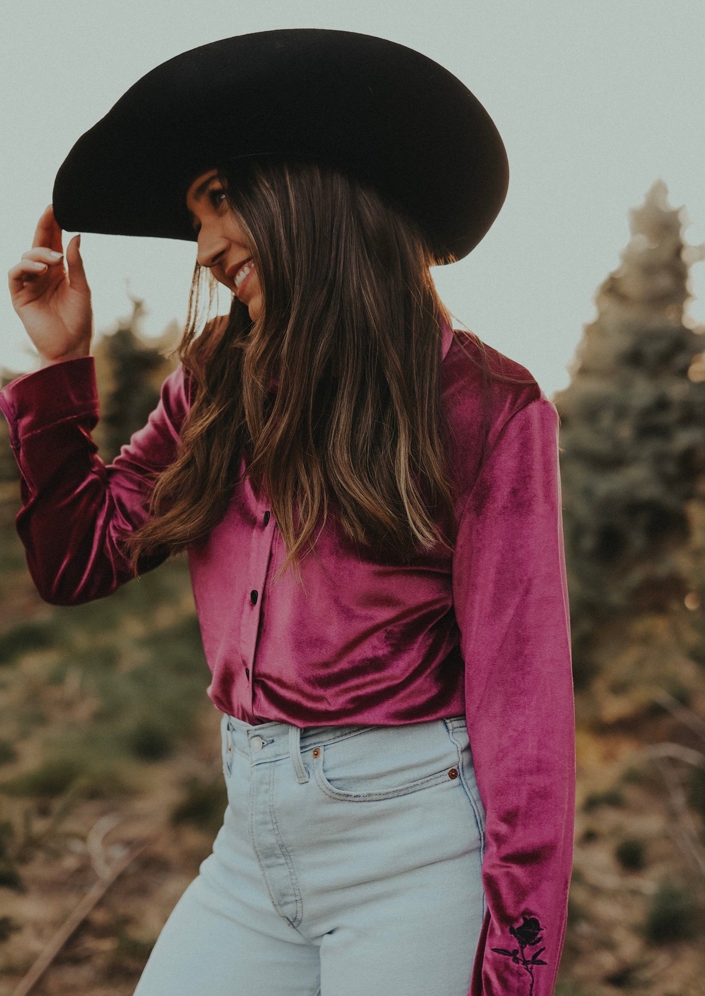 Pink Night Velvet Rodeo Shirt