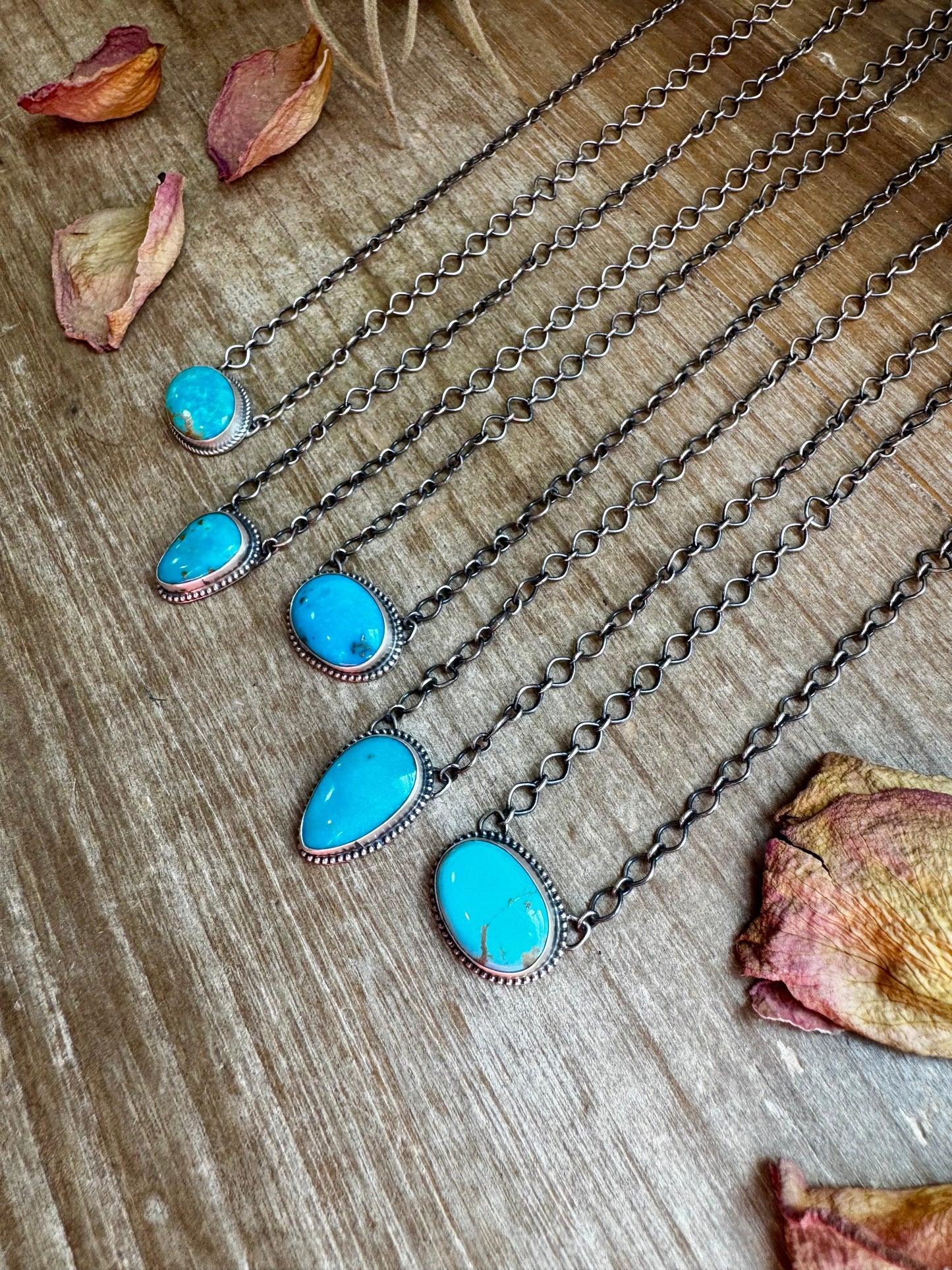 18 inch Sterling Silver Chain with Turquoise