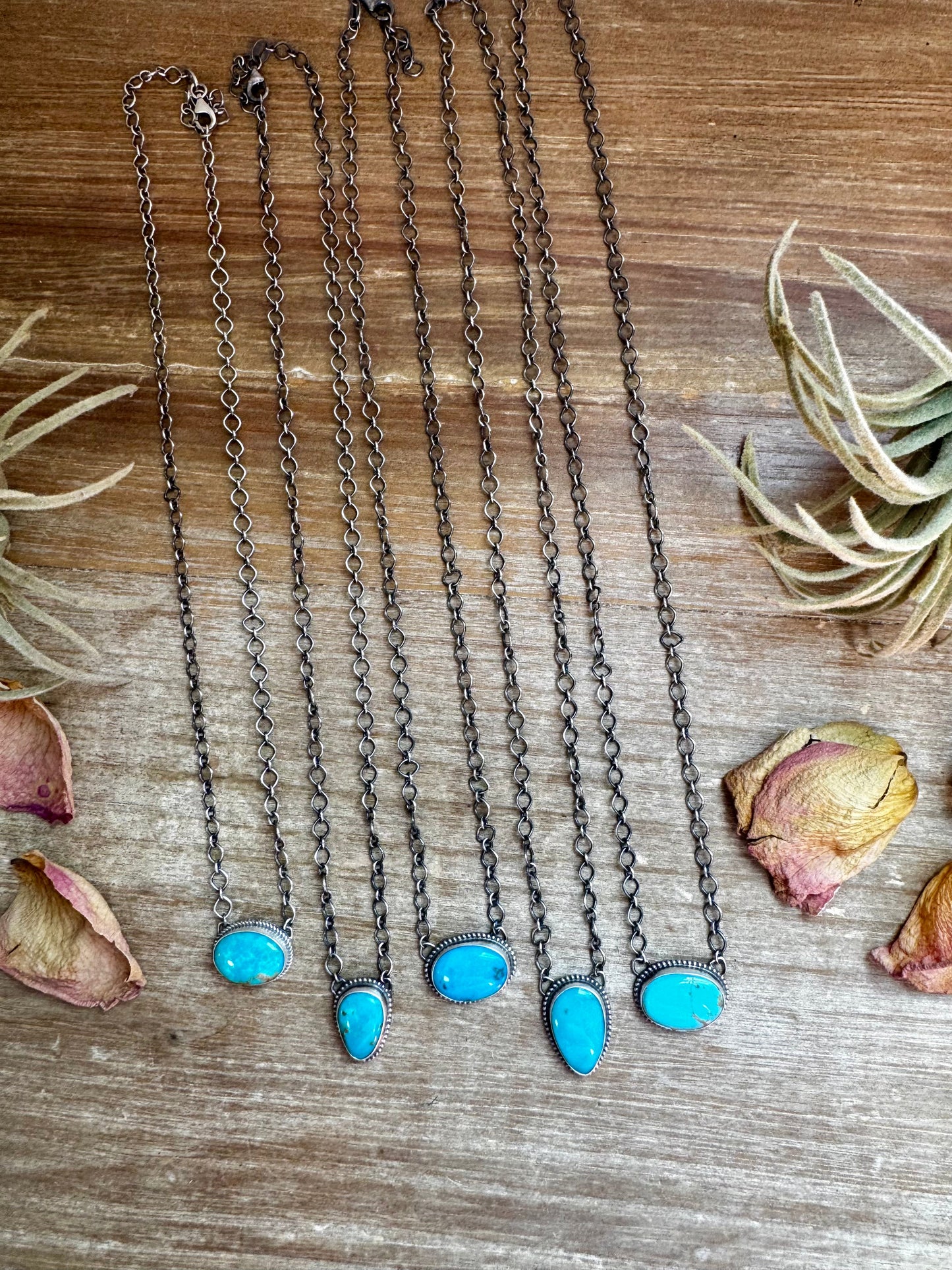 18 inch Sterling Silver Chain with Turquoise