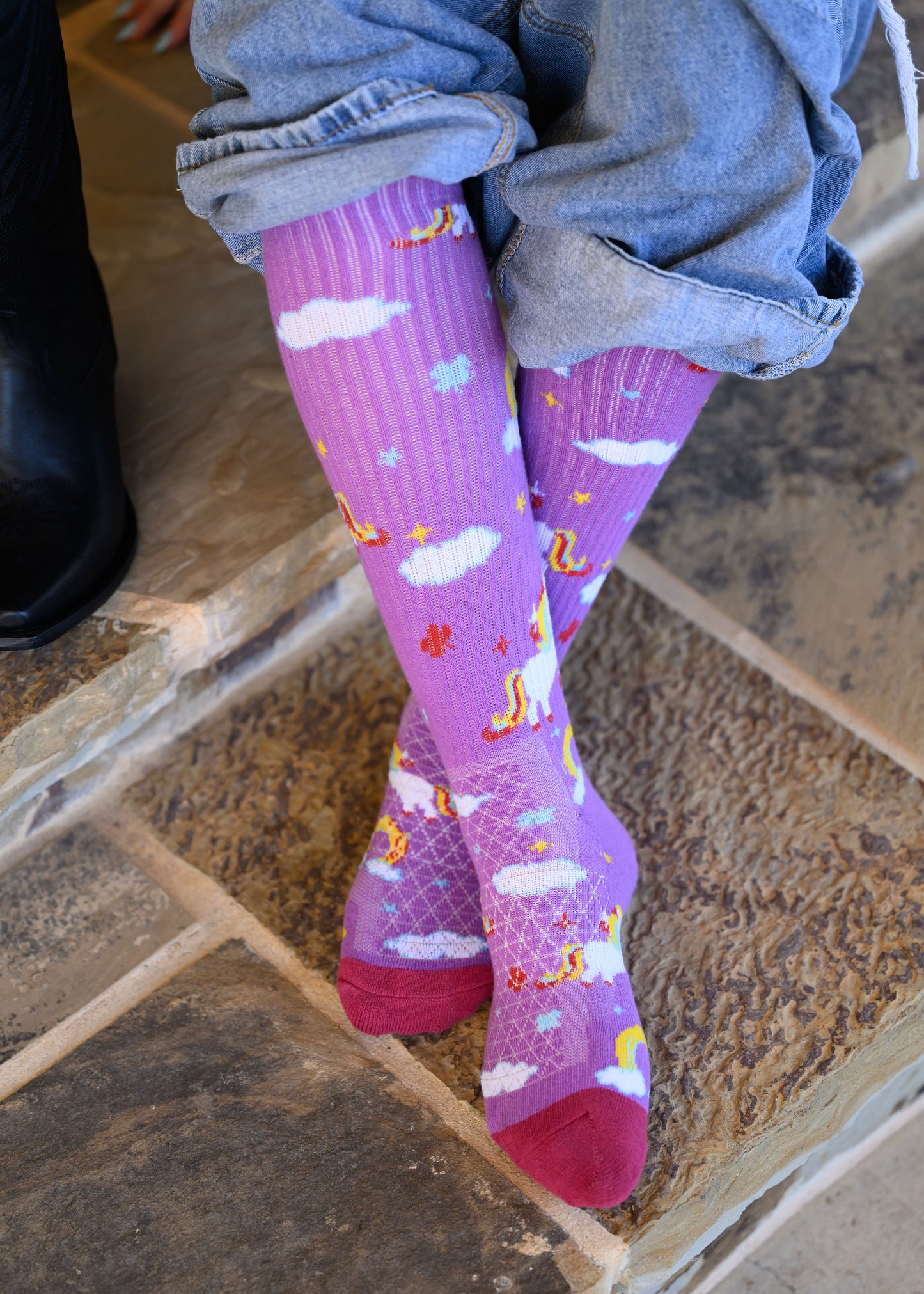 Lucky Unicorns Purple Performance Boot Socks