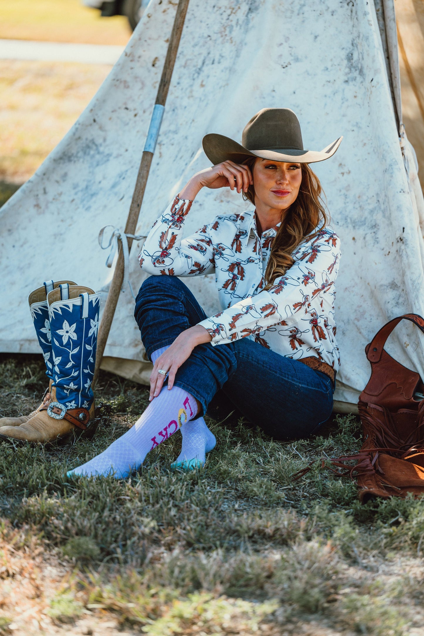 Lucky Lavender Light Pink Performance Boot Socks