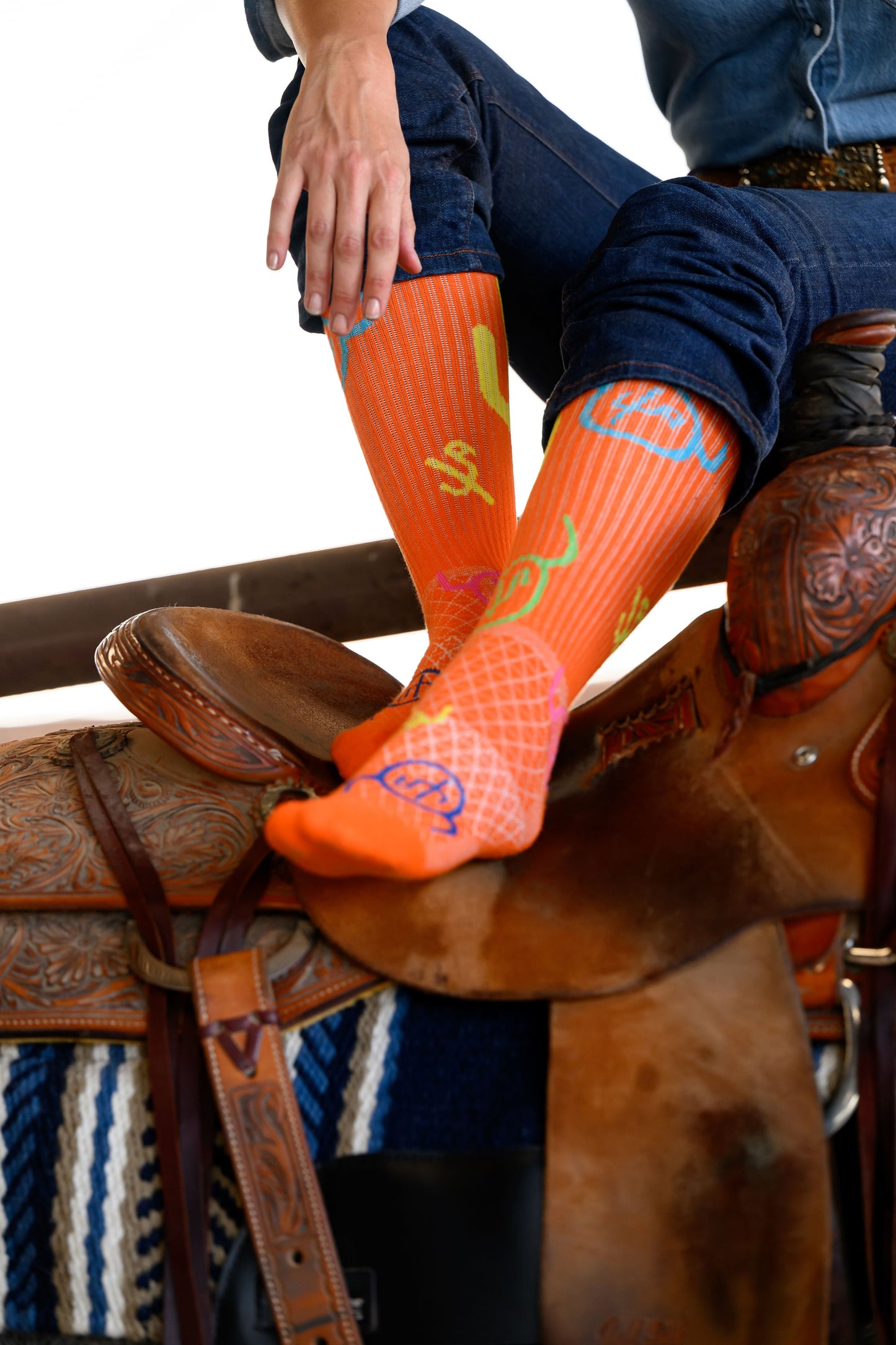 Cactus Alley-Moo Cactus Orange Performance Boot Socks