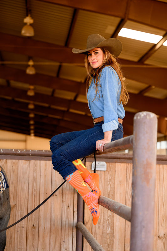 Cactus Alley-Moo Cactus Orange Performance Boot Socks