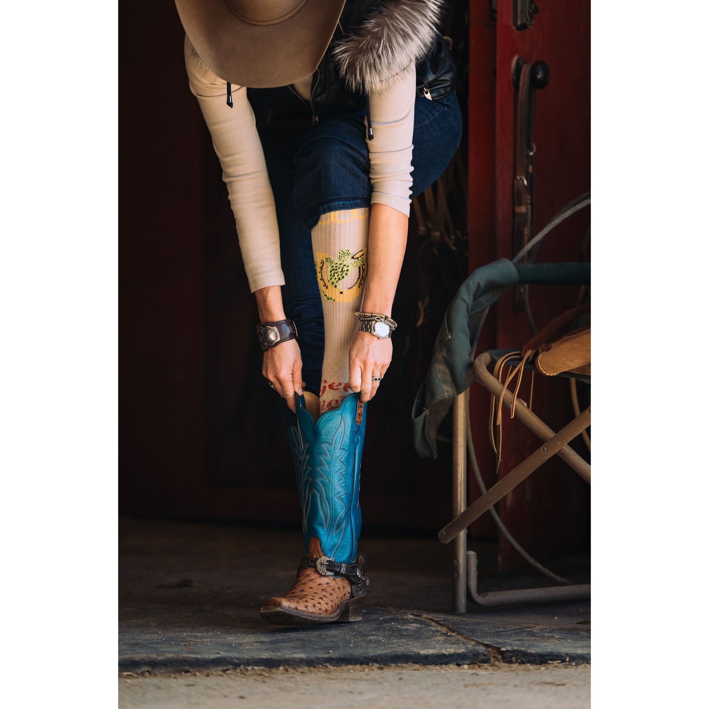 Get Lucky Tan Performance Boot Socks