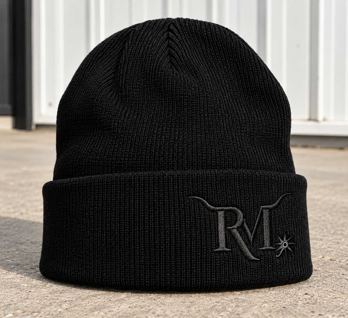 Logo Beanie- Black Embroidery