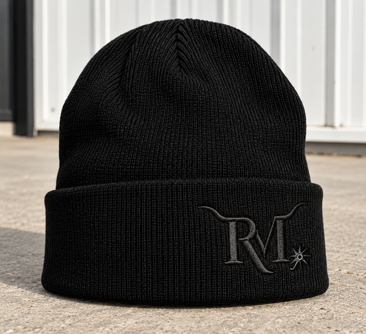 Logo Beanie- Black Embroidery