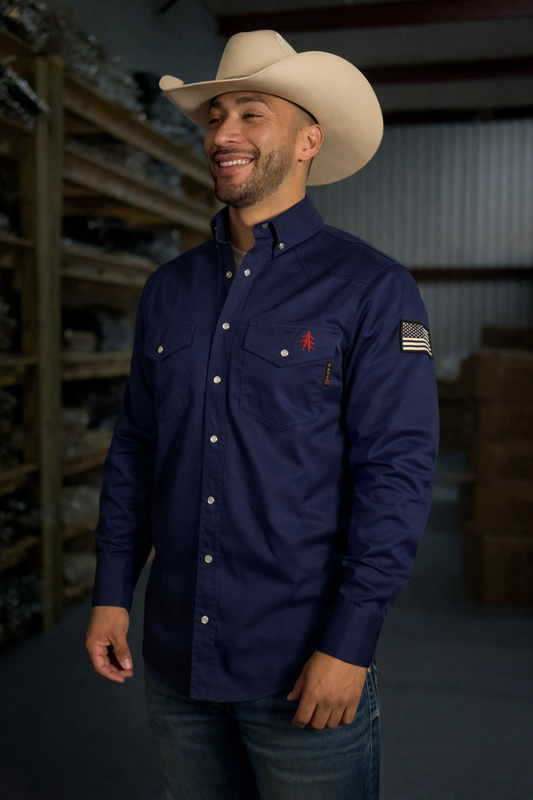 FR Western Style Pearl snap - Navy