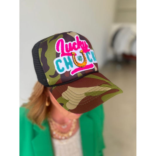 Lucky Chuck Logo Patch Trucker Hat