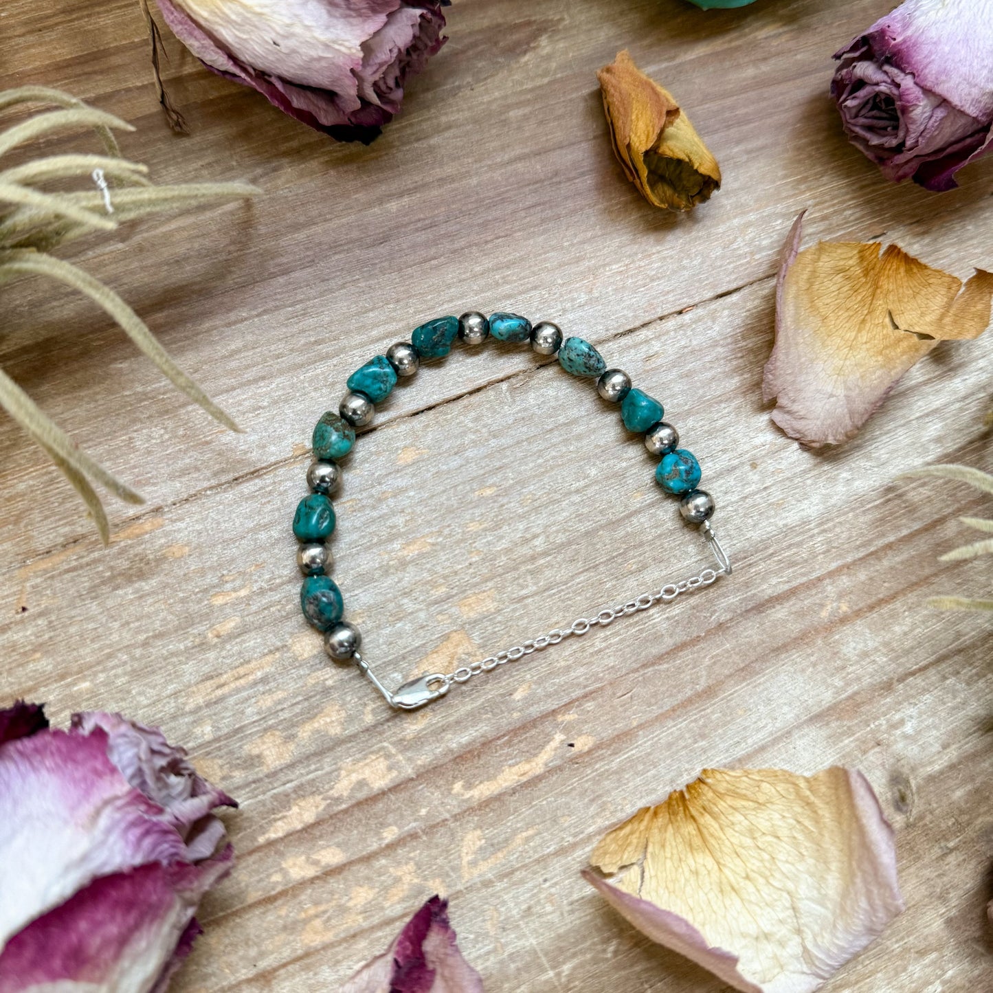 Sterling Silver & Blue Turquoise Nugget Bracelet –