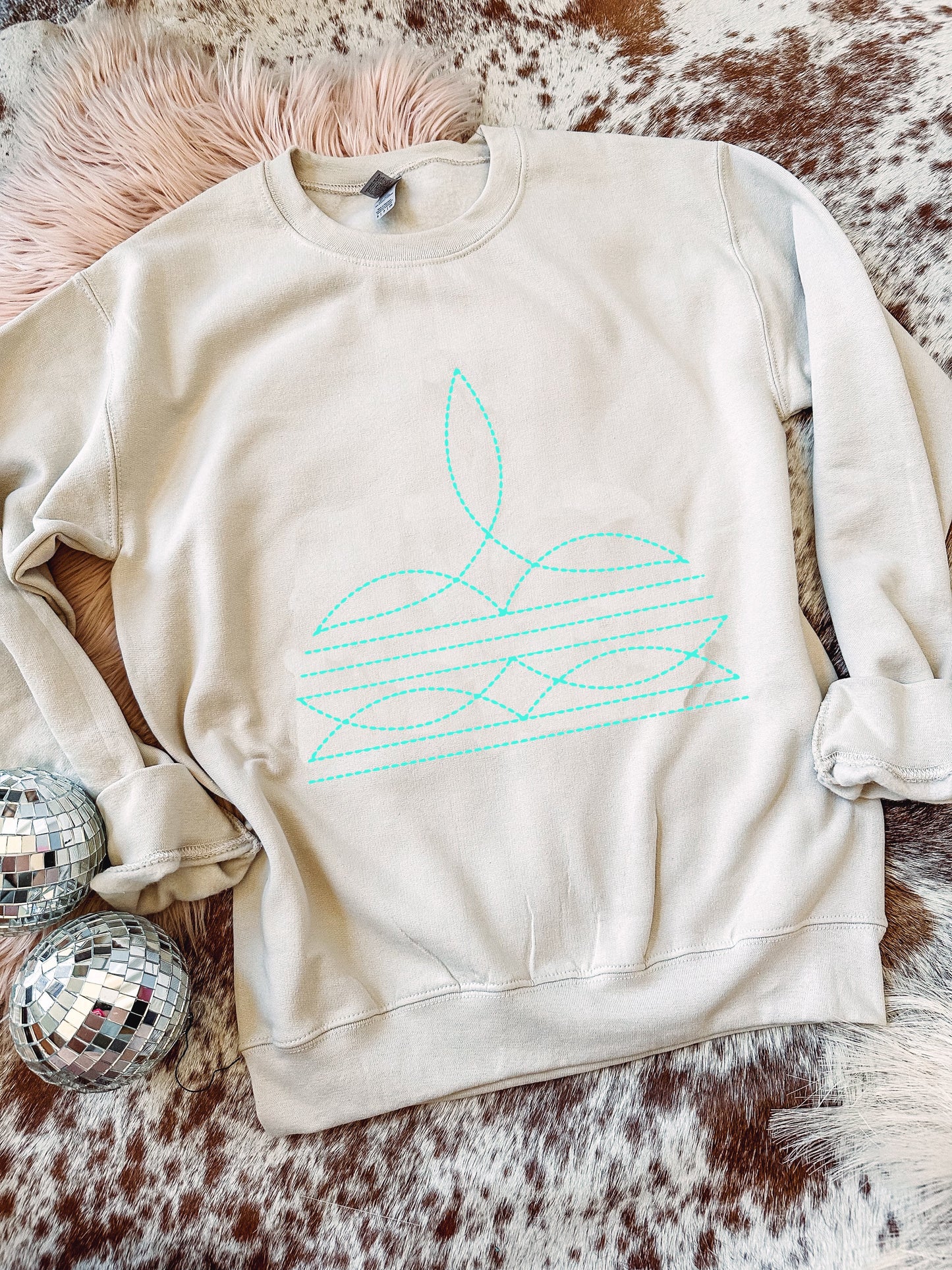 Teal Boot Stitch - Graphic Top