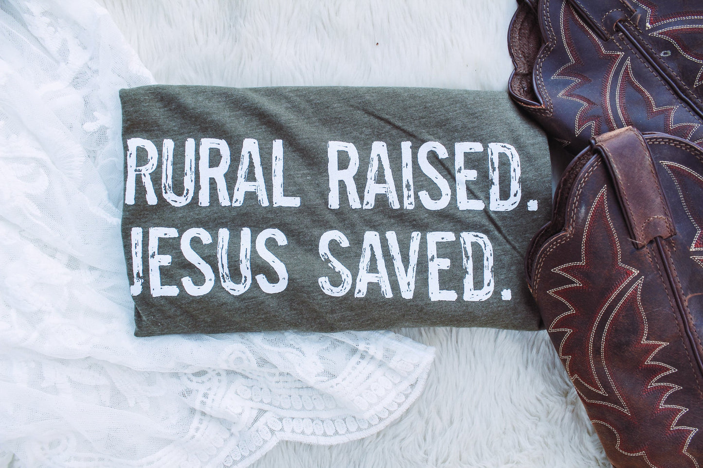 Rural Raised. Jesus Saved. - Graphic Top