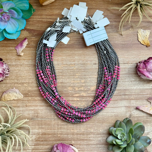 Pink Faceted Opal Necklace – 3 mm – 16”