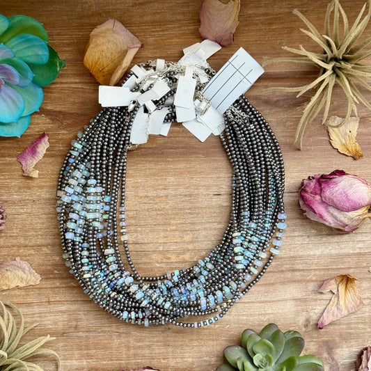 White Opal Necklace – Smooth 3 mm Beads – 16”