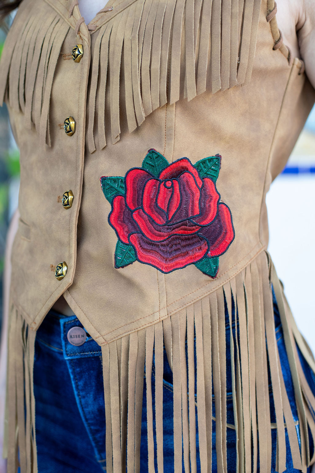 Wild Rose Fringe Vest