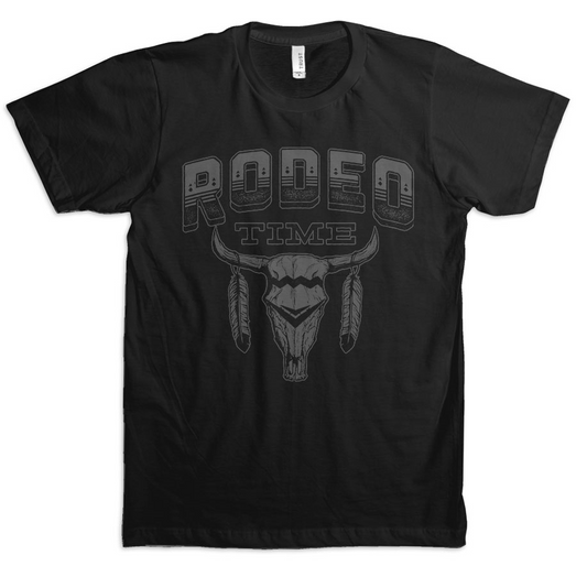 Rodeo Time Skull Black T