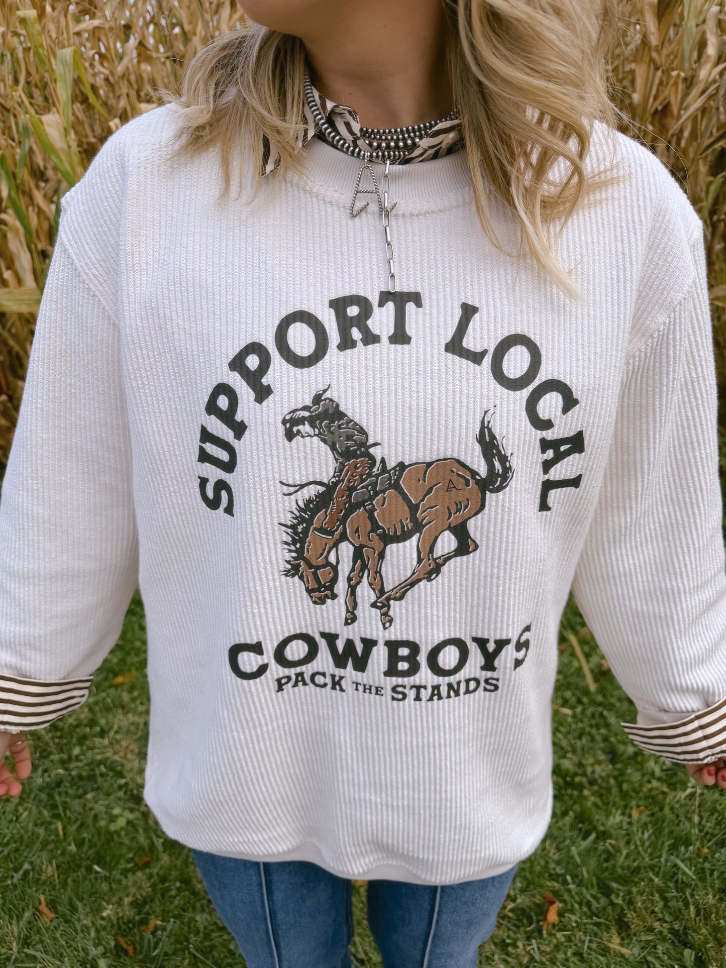 PACK THE STANDS CORDED CREWNECK