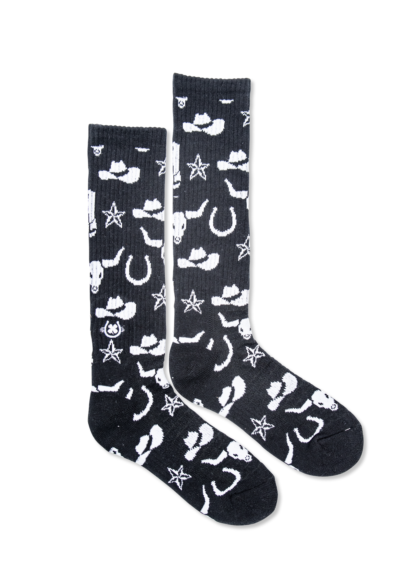 Get Western Black and White Performance Boot Socks